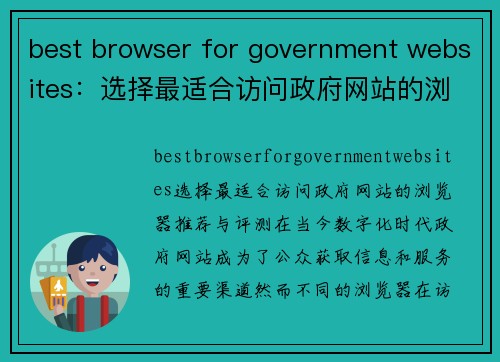 best browser for government websites：选择最适合访问政府网站的浏览器推荐与评测
